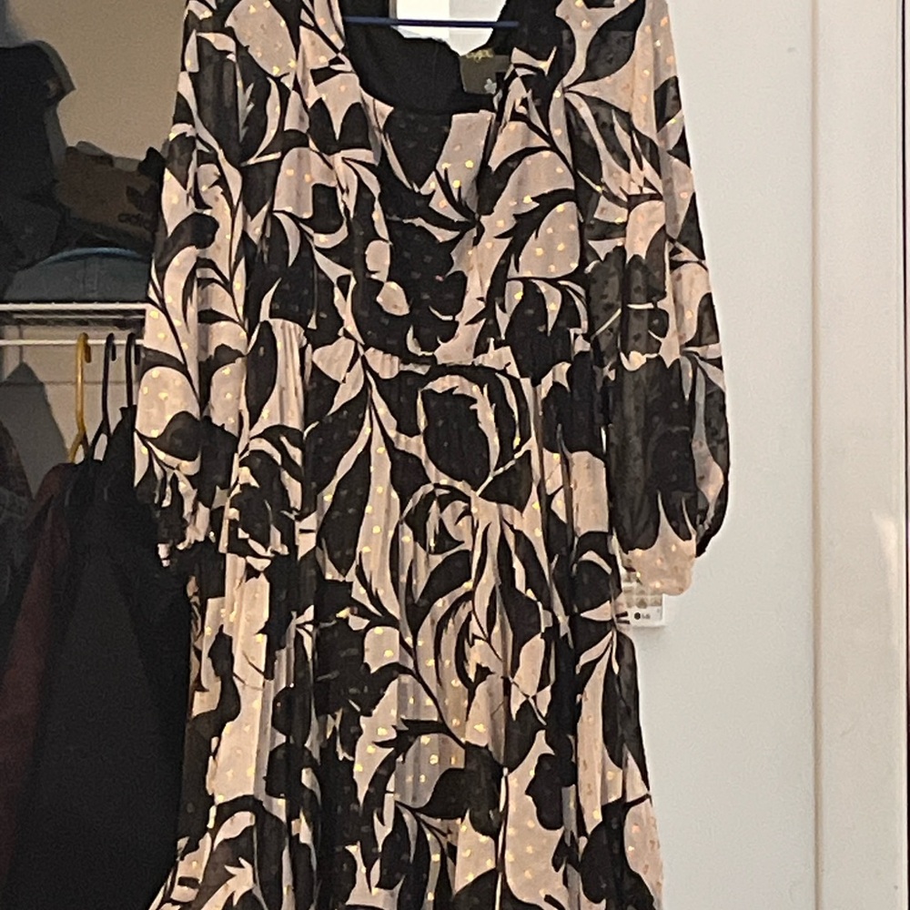 Tailor Vintage Black and Cream Pleated Sundress